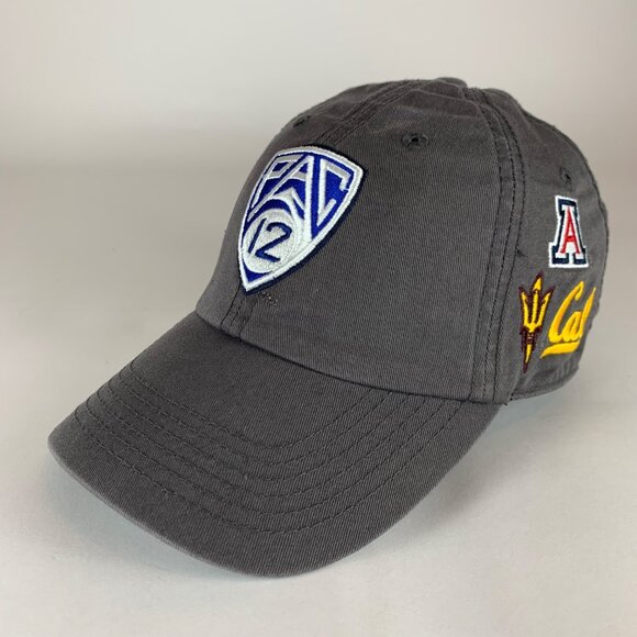 Pac 12 All Team Logos Gray Top of the World Relaxed Fit Strapback Adjustable Hat - Picture 1 of 9